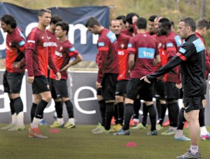 Paulo Bento, ontem, no treino da Seleção em Óbidos