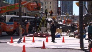 Um acidente de helicóptero simulado fechou as ruas Bay e Wellington no fim de semana