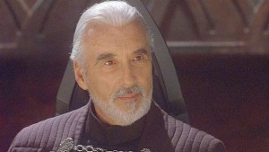 Retrato de Christopher Lee no papel do Conde Dooku em a Guerra das Estrelas: Episódio II - O Ataque dos Clones" (2002)