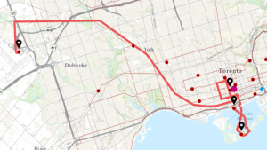 A rota da passagem da tocha dos Pan Am Games para sexta-feira, 10 de julho. (Toronto 2015 Pan Am Games)