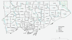 Um mapa limite municipal que apresenta 58 novos bairros. A proposta é uma das cinco a ser consideradas para a reformulação das divisões municipais de Toronto.