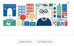 Um doodle da Google em homenagem a Jane Jacobs é retratado na página inicial do Google - 4 de maio de 2016 (Google)