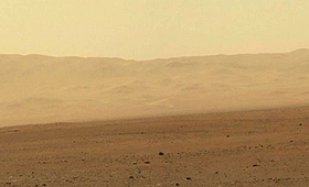 Uma imagem colorida do “Mars Curiosity Rover” da NASA. (NASA/Rex Features)