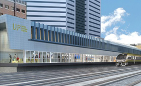 Maketa mostra o comboio da Union Pearson Expresss, o comboio da Union Pearson Expresss, na Union Station em Toronto.