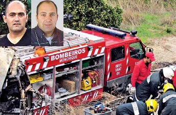 Os corpos de Nelson Lúcio e de Aníbal Botelho ficaram irreconhecíveis.Foram retirados dos destroços pelos bombeiros e pela GNR (Fotos Ana Palma)