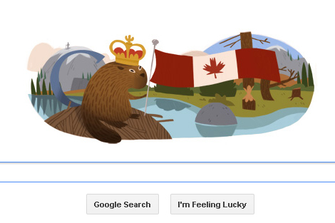 Google celebra Dia do Canadá com um 'rabisco' simbólico na sua home page. Google, Inc.