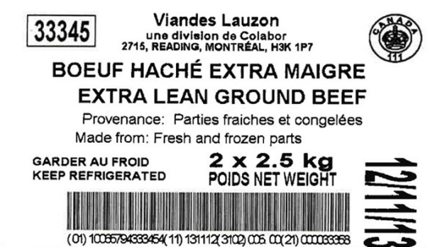 Duas variedades de produtos de carne bovina Viandes Lauzon foram recolhidas devido a uma possível contaminação com E. coli. (Handout)