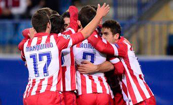 Jogadores do Atlético de Madrid festejam a vitória
