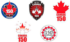 Os logotipos propostos pelo governo federal. (THE CANADIAN PRESS/HO-Canadian Heritage.)