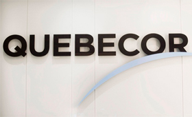 O logótipo da Quebecor Inc. em Montreal. (The Canadian Press/Graham Hughes)