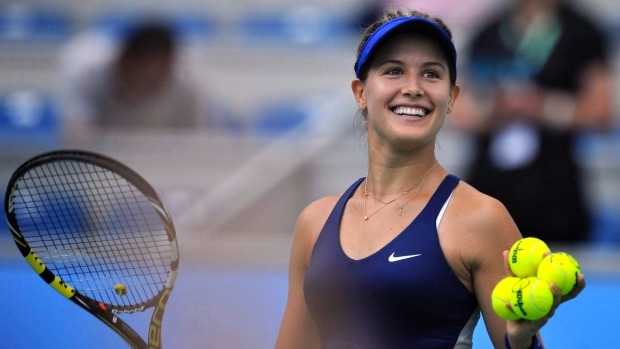 Eugenie Bouchard nesta foto de arquivo. (The Canadian Press/AP /Xinhua, Xiao Yijiu)