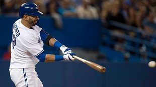 Jose Bautista, dos Toronto Blue Jays, num momento de jogo de basebol contra a equipa dos St. Louis Cardinals - 6 de junho de 2014. THE CANADIAN PRESS/Frank Gunn