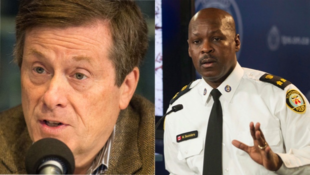 Na quarta-feira, o presidente de Toronto John Tory e o chefe de polícia Mark Saunders fizeram um comunicado conjunto sobre a campanha. (The Canadian Press / CBC)