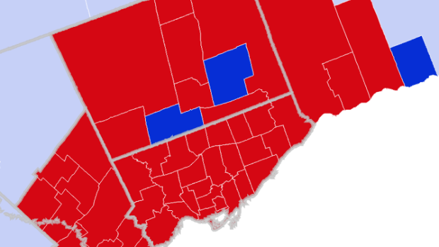 Resultados da eleição federal de 2015, em Toronto e arredores