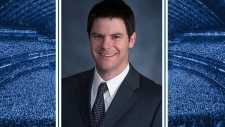 Os Toronto Blue Jays twittaram esta foto anunciando que Ross Atkins será o novo vice-presidente executivo de operações de basebol e diretor-geral. (Twitter)