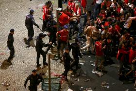 CORPO DE INTERVENÇÃO DA PSP DE LISBOA TODO MOBILIZADO PARA FESTA DO TÍTULO DE FUTEBOL