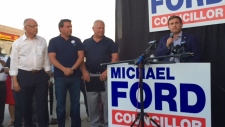 Michael Ford depois de vencer uma eleição intercalar para escolher o representante do Bairro 2 na Assembleia Municipal, assento deixado vago aquando da morte do seu tio, Rob Ford. (Cristina Tenaglia / CP24)