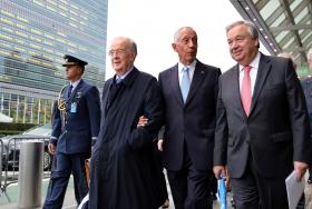 MARCELO, SAMPAIO E GUTERRES CHEGAM JUNTOS A PÉ À SEDE DAS NAÇÕES UNIDAS