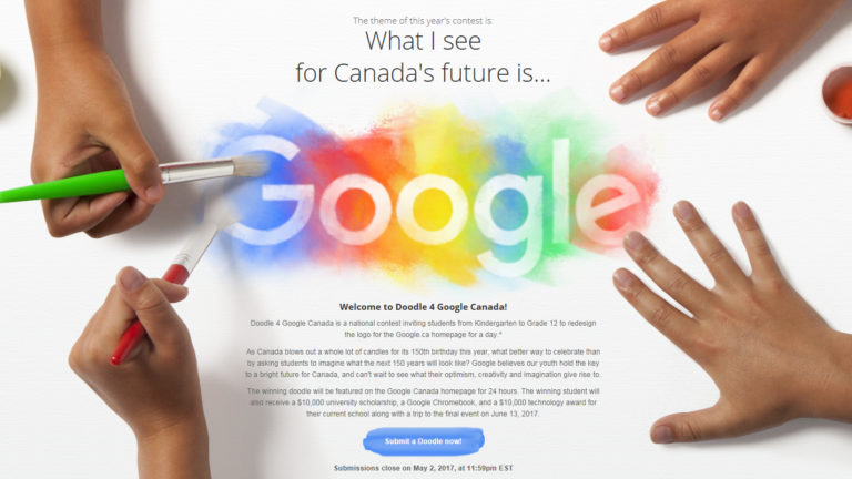 ESTUDANTES CANADIANOS DESAFIADOS A DESENHAR DOODLE DO GOOGLE PARA O 150º ANIVERSÁRIO DO CANADÁ