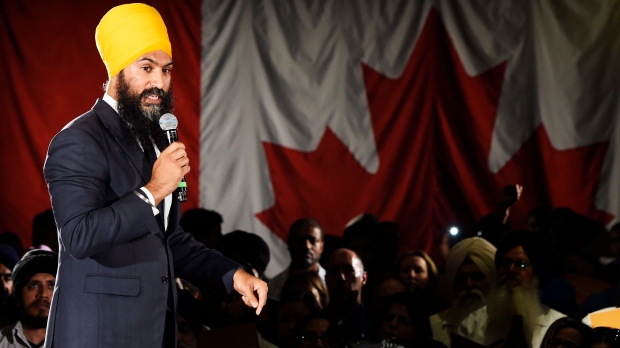 Jagmeet Singh, vice-líder do Partido Nova Democracia do Ontário, lança a sua candidatura à liderança do NDP em Brampton, Ontário - 15 de maio de 2017. (Nathan Denette / The Canadian Press)