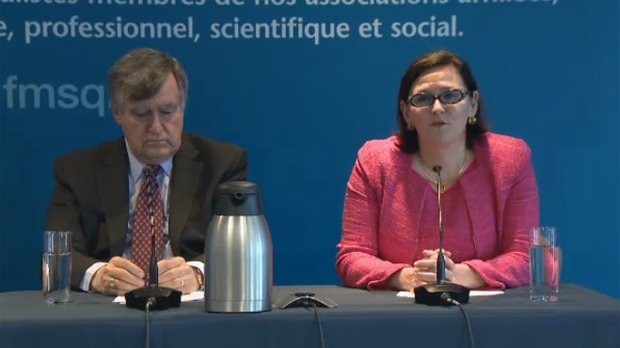 O advogado Lucien Bouchard e a presidente da FMSQ, Diane Francoeur