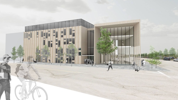A conceção de um artista para a Place des Arts de Sudbury. A província destinou 3,5 milhões de dólares para a sua construção. (Facebook- Place Des Arts du Grand Sudbury)