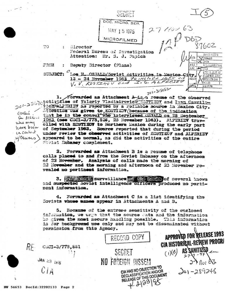 DIVULGADOS DOCUMENTOS SOBRE VIAGEM DE LEE HARVEY OSWALD AO MÉXICO ANTES DO ATENTADO