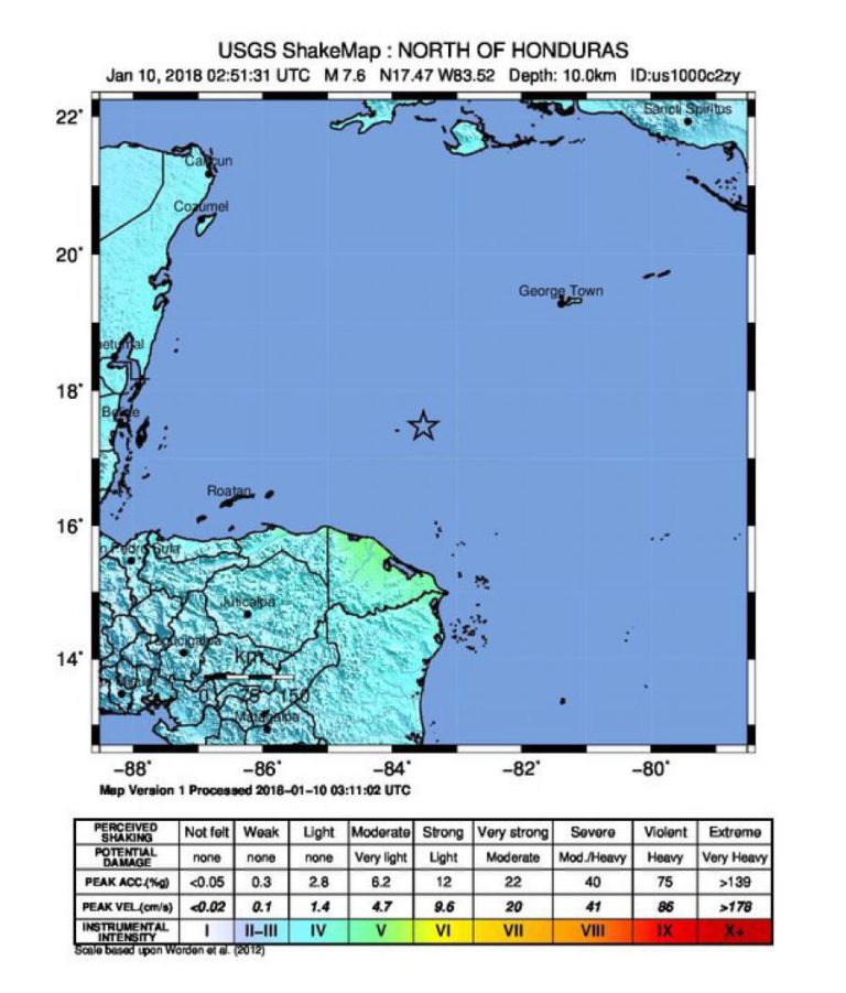 SISMO DE MAGNITUDE 7,6 AO LARGO DAS HONDURAS ATIVA ALERTA DE TSUNAMI