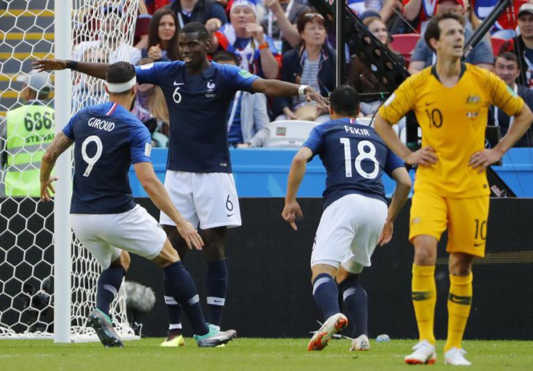 FRANÇA VENCE AUSTRÁLIA COM GOLO A ‘MEIAS’ ENTRE POGBA E BEHICH
