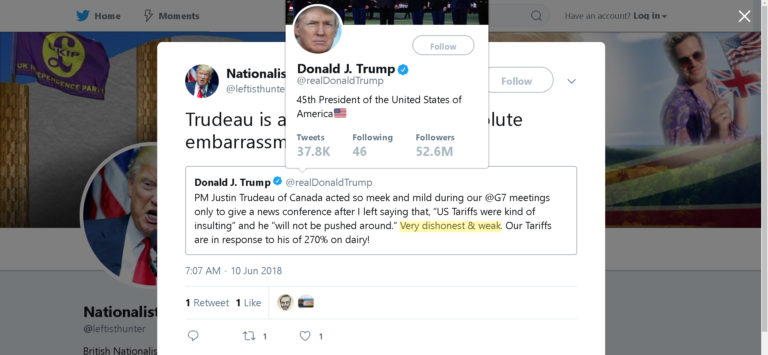 Crédito: NATIONALIST TRUMP TWITTER