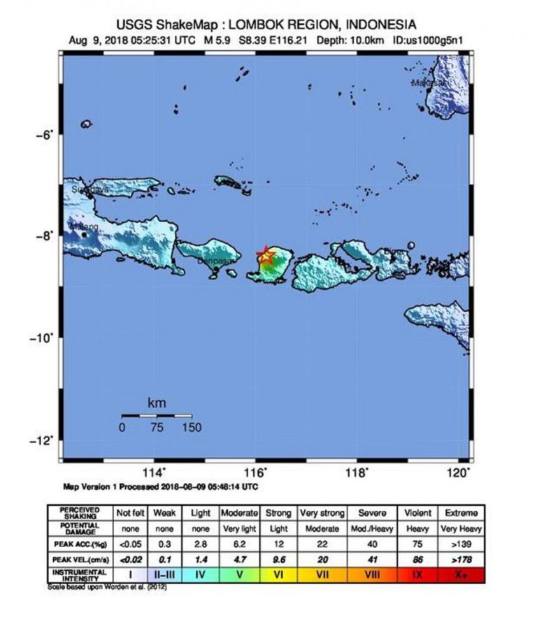 SISMO DE 5,9 ABALA ILHA LOMBOK, NA INDONÉSIA, O TERCEIRO EM 11 DIAS