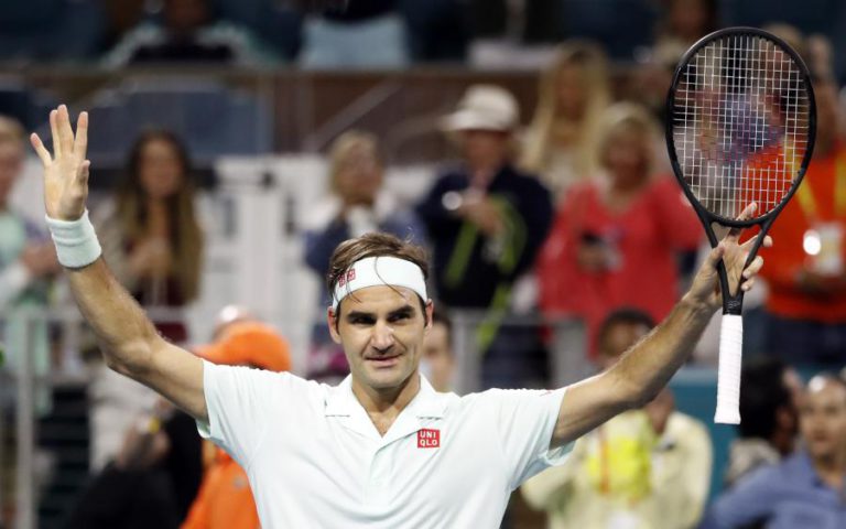 TENISTA ROGER FEDERER NAS MEIAS-FINAIS DO MASTERS 1.000 DE MIAMI