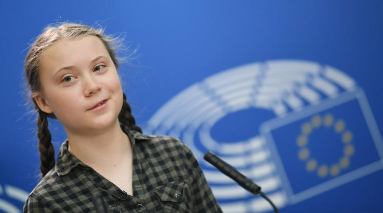 JOVEM AMBIENTALISTA GRETA THUNDERG APELA AO VOTO NAS ELEIÇÕES EUROPEIAS