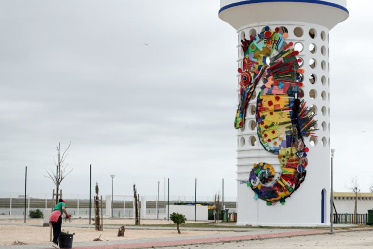 Obras de Bordalo II em Faro alertam para preservação de cavalos-marinhos da Ria Formosa