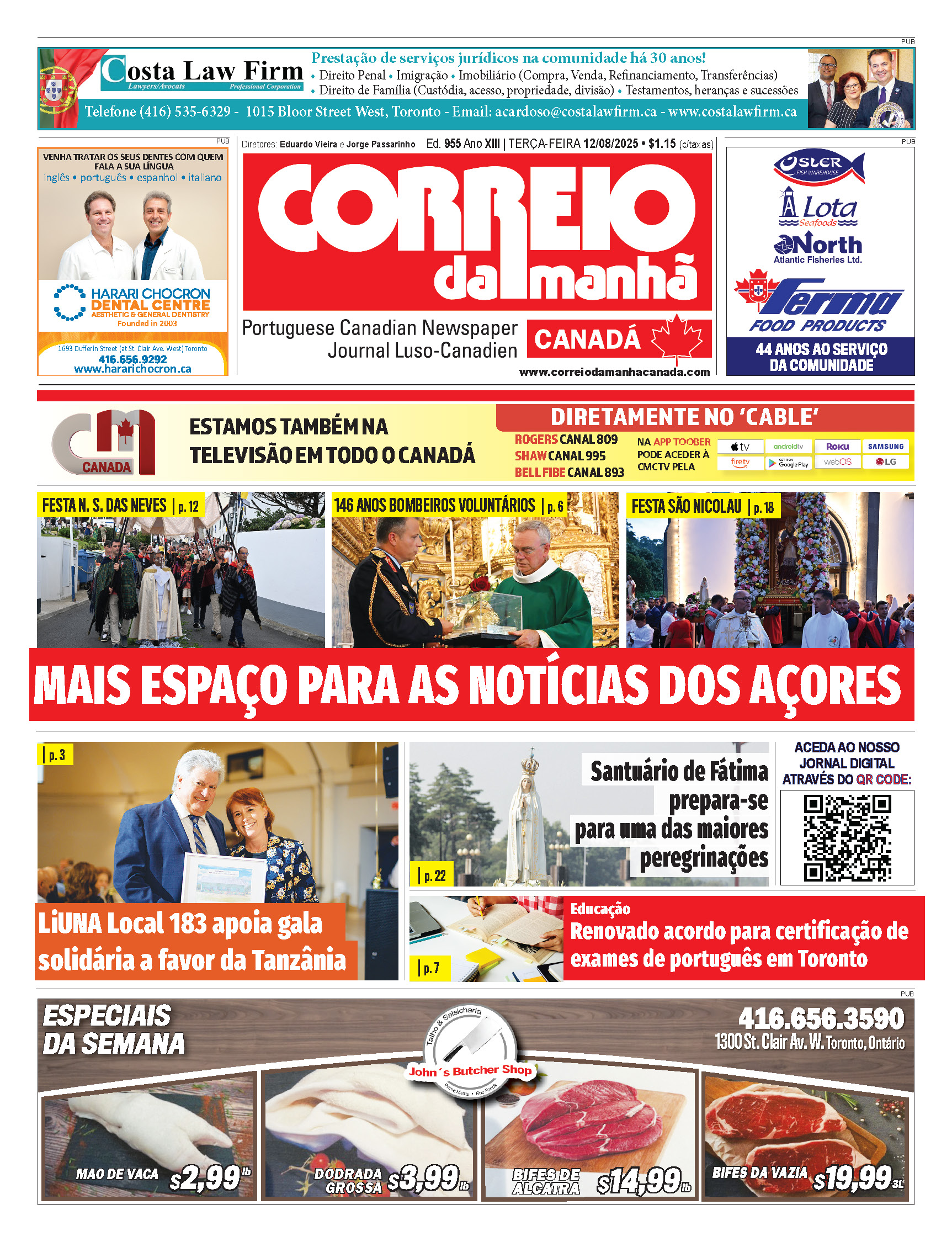 Correio da Manhã Canadá 12 de agosto 2025