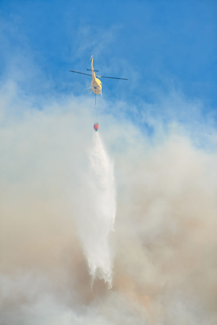 Taking on the fire from the air.