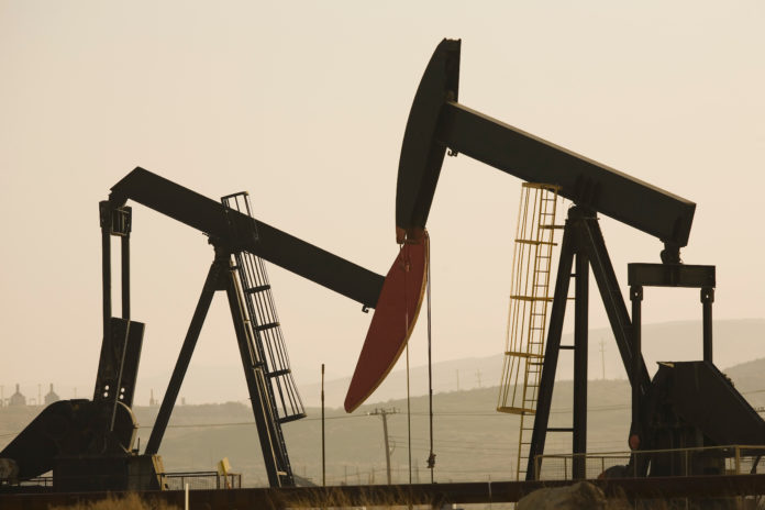 Oil derricks pumping