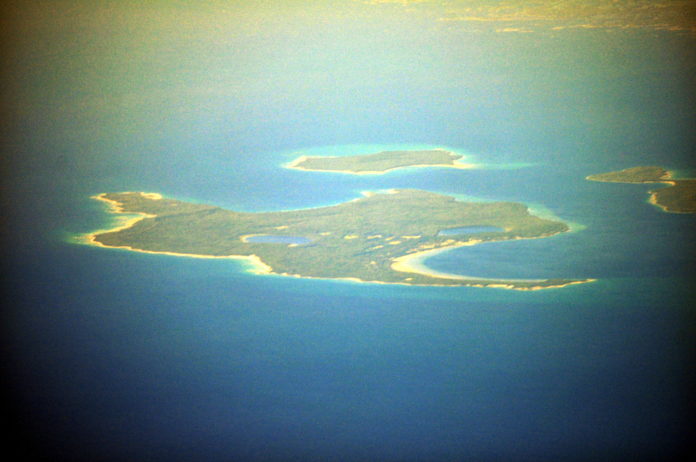 Aerial_-_Christian_Island,_Georgian_Bay,_Ontario_from_SW_01_-_white_balanced_&_darkened_(9656135085)