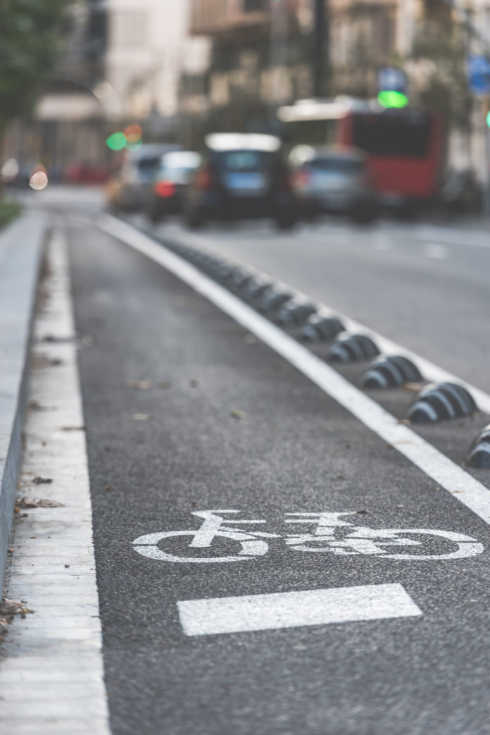 Bicycle road sign on the street
